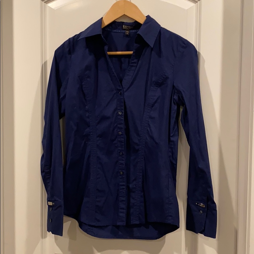Express Button Down Blouse Navy